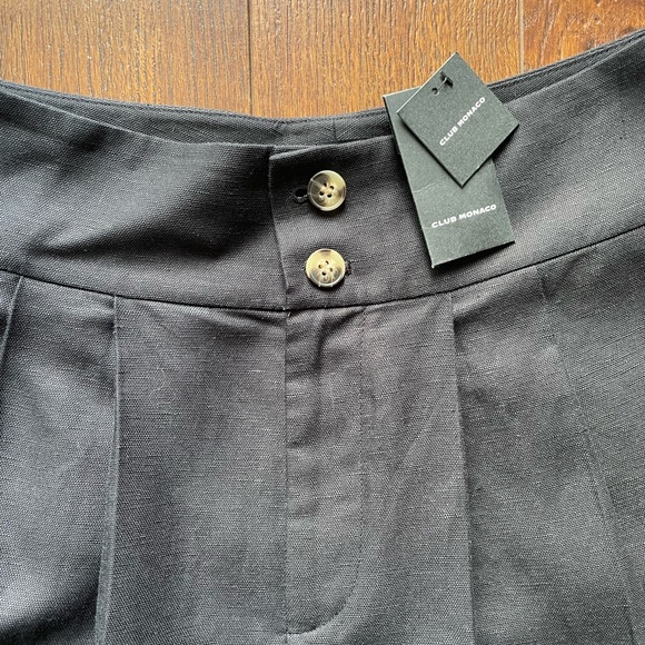 Large NWT Club Monaco Linen High Waist Bermuda Shorts. Sz 8. Black. - Picture 3 of 9